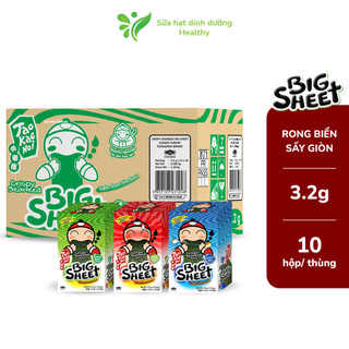 Thùng Snack Rong Biển Taokaenoi BIG SHEET Nhiều Vị (3.2g x 10 Hộp)