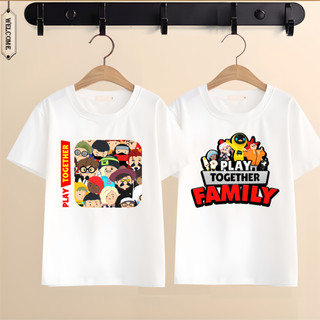 Áo thun in hình Play together cho bé trai bé gái màu trắng đủ size từ 10kg