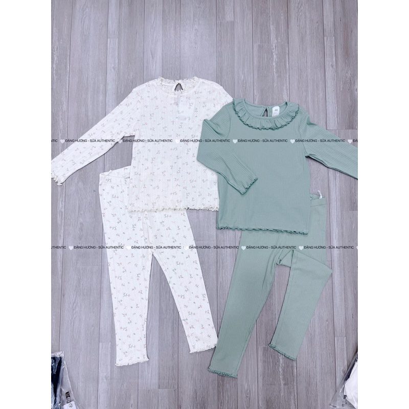 Tách lẻ bộ cotton dài tay bé gái HM auth