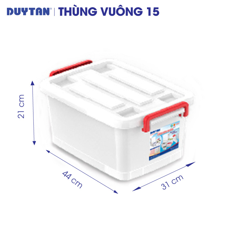 Thùng vuông nhựa DUY TÂN 15 lít có bánh xe (44 x 31 x 21 cm) - 17472