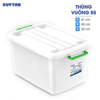 Thùng vuông nhựa DUY TÂN 55 lít có bánh xe (61 x 43 x 32 cm) - 17489