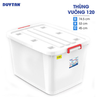 Thùng vuông nhựa DUY TÂN 120 lít có bánh xe (74.5 x 53 x 45 cm) - 12132