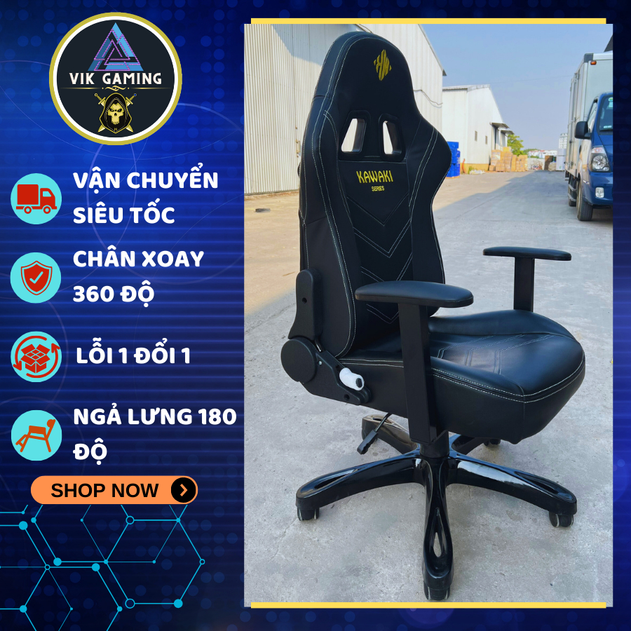 Ghế Gaming Kawaki Nhật Bản Mút Đúc Nguyên Khối, Ghế Chơi Game Xoay 360, Ngả 180 Độ Bảo Hành 12 Tháng
