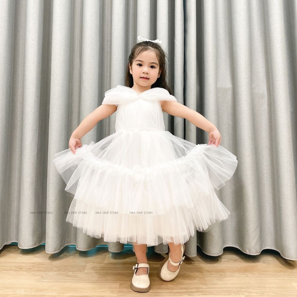 Váy yếm phủ vai xinh yêu bồng bềnh cho bé gái - Đầm Công Chúa Siêu Đẹp