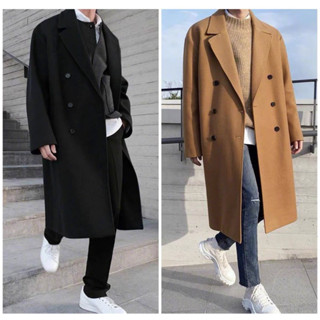 Áo khoác dạ dáng dài - Áo choàng chất dạ lỳ AKMT2 dáng dài rộng nam phong cách Hàn Quốc - Nice Clothes