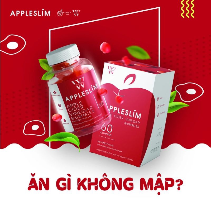 Kẹo dẻo giấm táo giảm cân đẹp da Appleslim