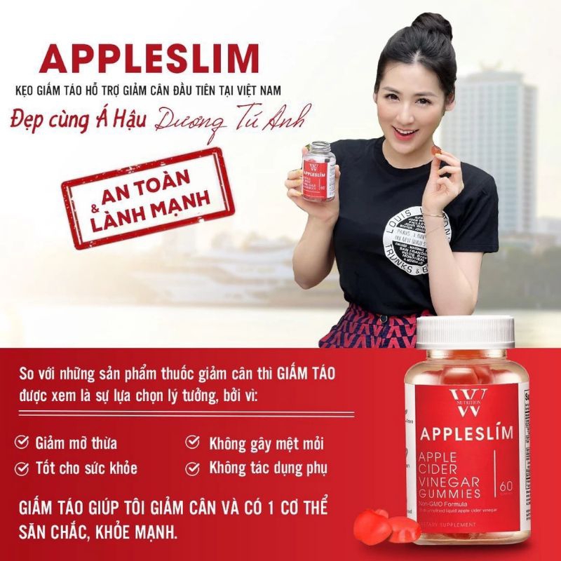 Kẹo dẻo giấm táo giảm cân đẹp da Appleslim