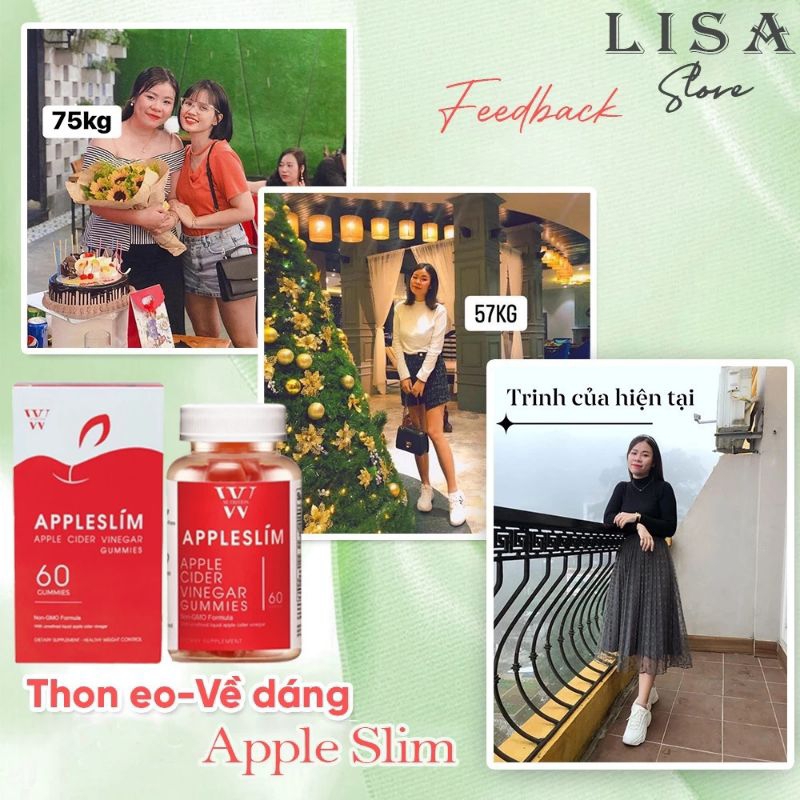 Kẹo dẻo giấm táo giảm cân đẹp da Appleslim
