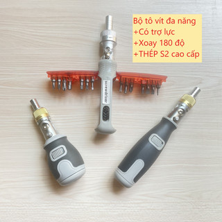 Tô vít đa năng có trợ lực THÉP S2 CAO CẤP gấp xoay 180 độ đầu vít cứng siêu bền