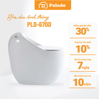 Bồn cầu hình quả trứng Palado cao cấp mã PLD670D chất liệu sứ phủ men nano cao cấp kháng khuẩn kt 650610mm P42