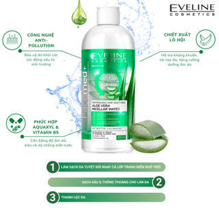 Nước tẩy trang Eveline Facemed+ dịu mát da chiết xuất lô hội 400ML