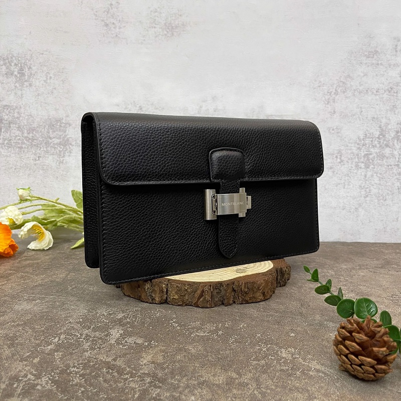 Túi cầm tay nam Mont.blanc da bò thật 100%, Clutch nam màu đen hàng hiệu, cặp công sở fullbox, bảo hành 2 năm.