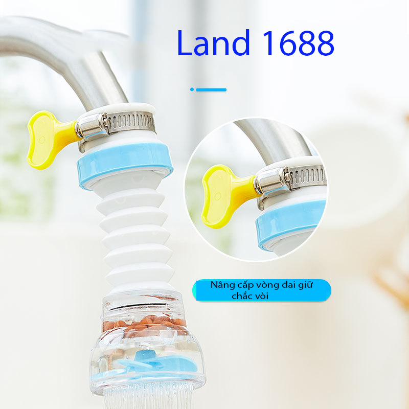 [vln] Đầu vòi lọc nước rửa bát tăng áp xoay 360 có thể kéo dài chống bắn nước ra ngoài -landshopx89cd