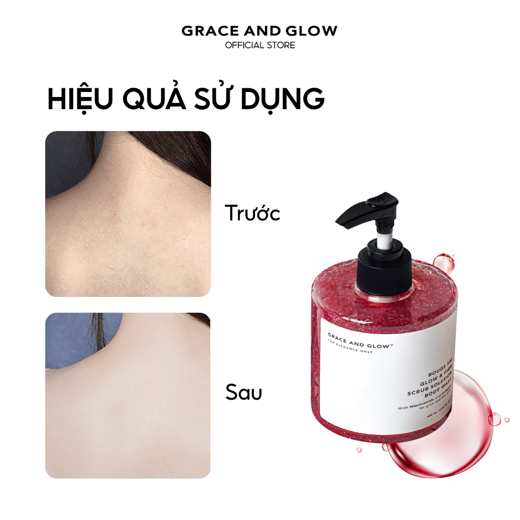 Sữa tắm tẩy tế bào chết scrub Grace and Glow Rouge 540 Scrub Solution body wash 400ml