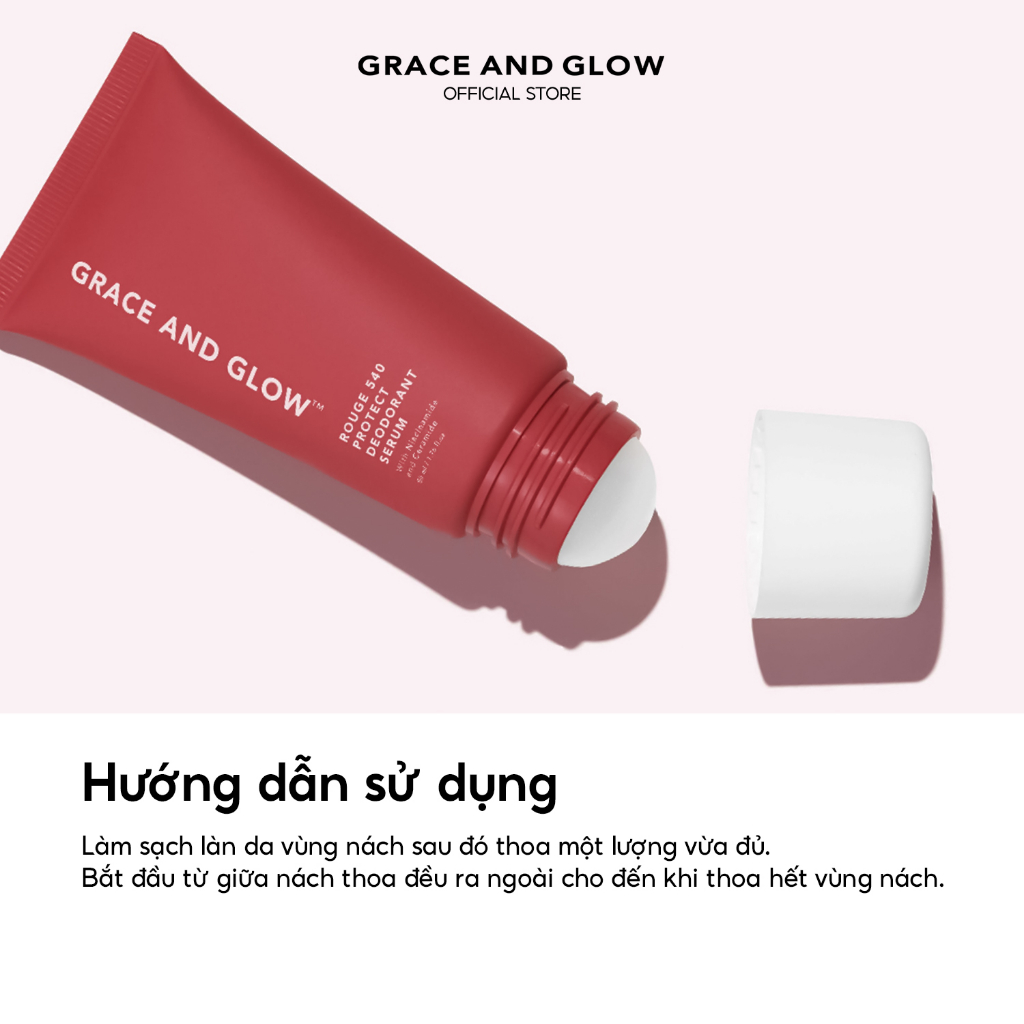 Lăn khử mùi Grace & Glow Rouge 540 Protect Deodorant Serum sáng da dịu da với Niacinamide và Ceramide