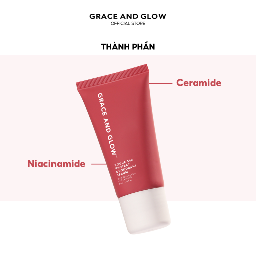 Lăn khử mùi Grace & Glow Rouge 540 Protect Deodorant Serum sáng da dịu da với Niacinamide và Ceramide