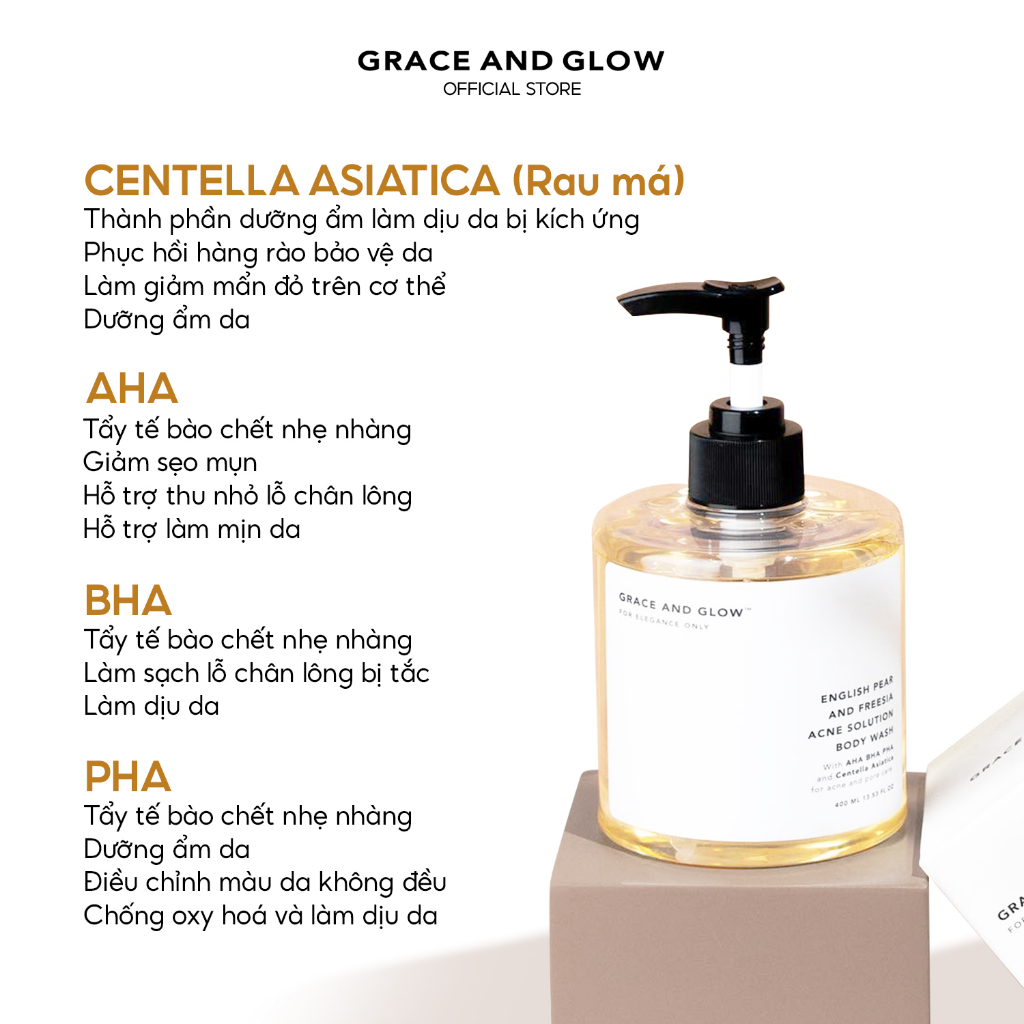 Sữa tắm giảm mụn Grace & Glow English Pear & Freesia Anti Acne Solution 400ml