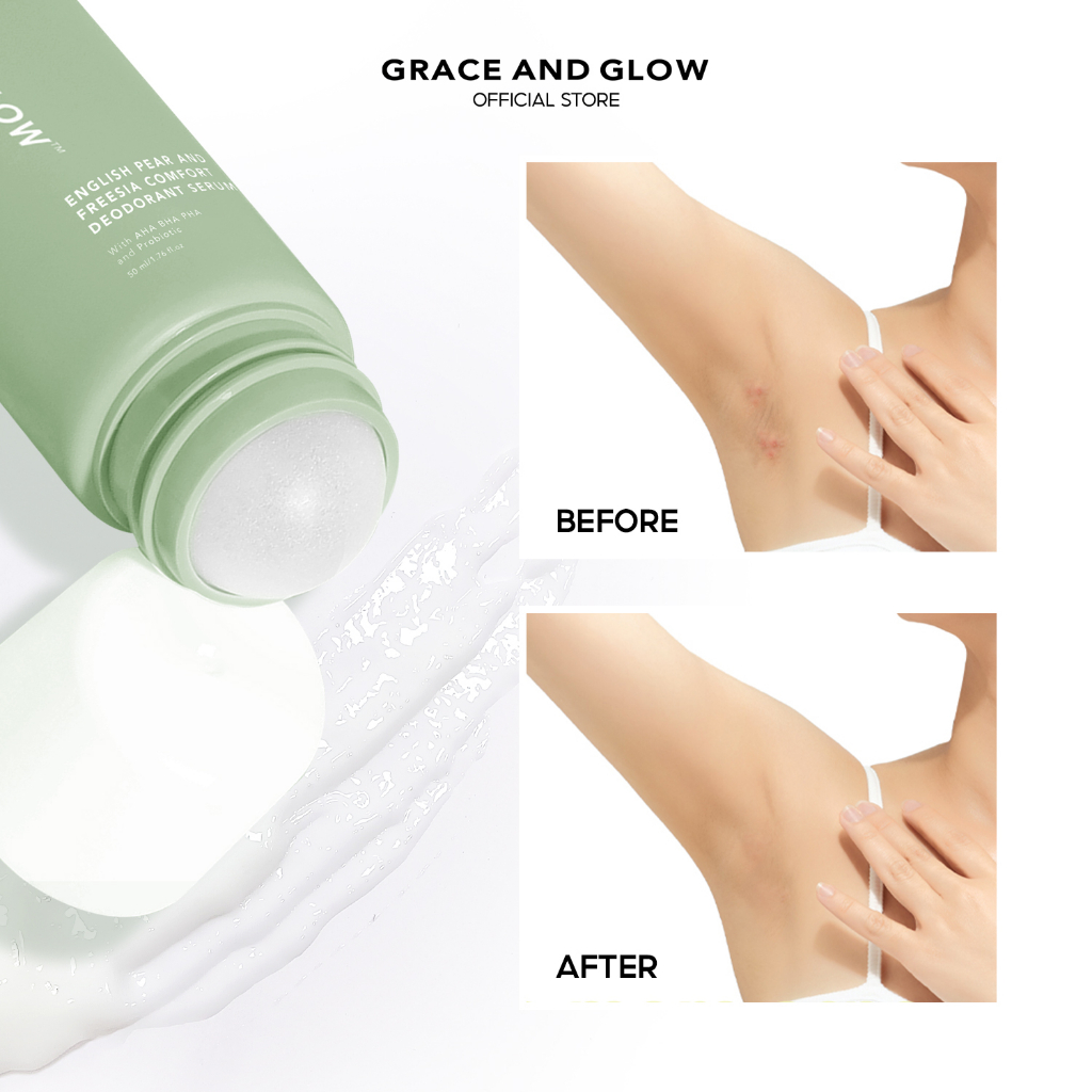 Lăn khử mùi sáng da Grace and Glow English Pear Freesia với AHA, BHA và Probiotic 50ml