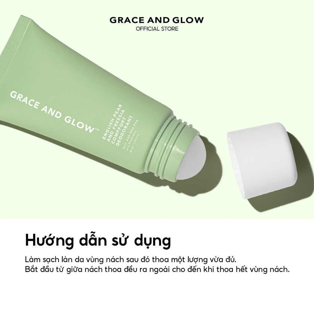 Lăn khử mùi sáng da Grace and Glow English Pear Freesia với AHA, BHA và Probiotic 50ml