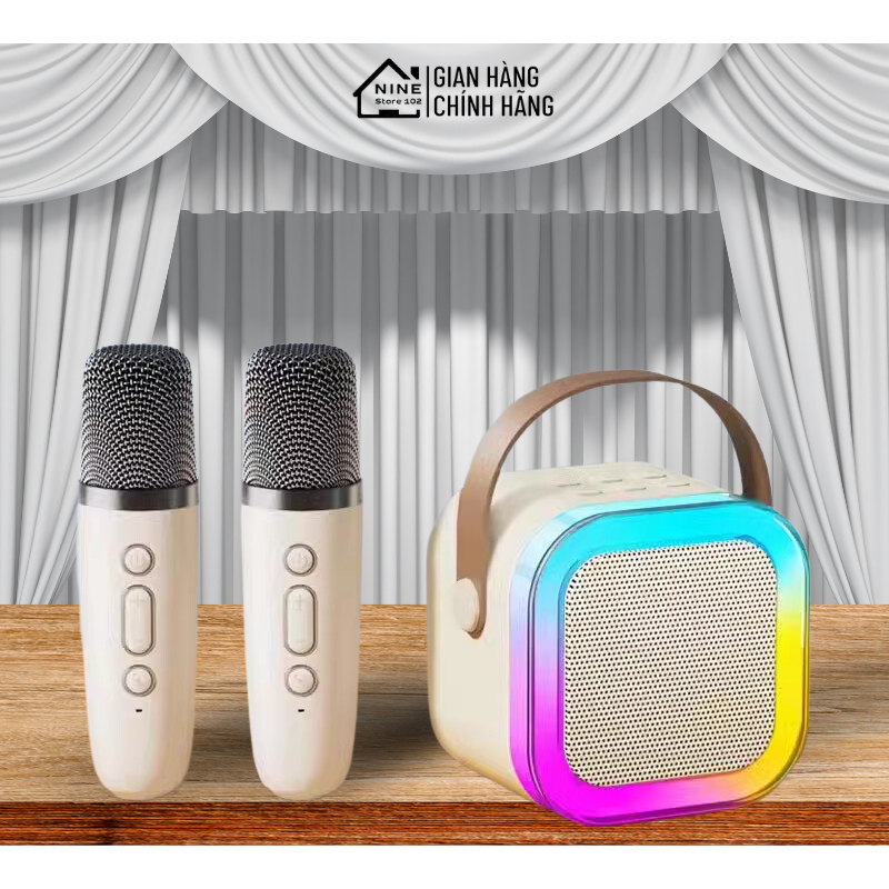 Loa Bluetooth Mini Karaoke Có Đèn Led Kèm Mic Không Dây Dễ Thương Chống Thấm Nước Hát Siêu Êm