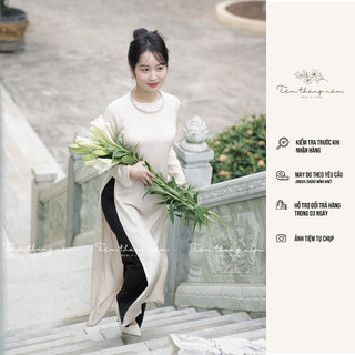 Áo dài xưa dáng suông - màu be