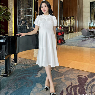 MEDYLA - Váy bầu mùa hè thiết kế chéo lót lụa đầm bầu thiết kế cho bầu mặc đi làm dự tiệc - VTN1372