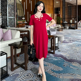 MEDYLA - Váy bầu thiết kế len tăm khoét khuyên đầm bầu thiết kế cho bầu mặc đi làm dự tiệc - VTO1361