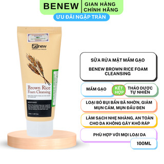 Benew chính hãng sữa rửa mặt mầm gạo dành cho da dầu - benew brown rice 100ml