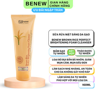 Benew chính hãng sữa rửa mặt gạo kiềm dầu làm sáng da - benew brown rice brightening 160ml