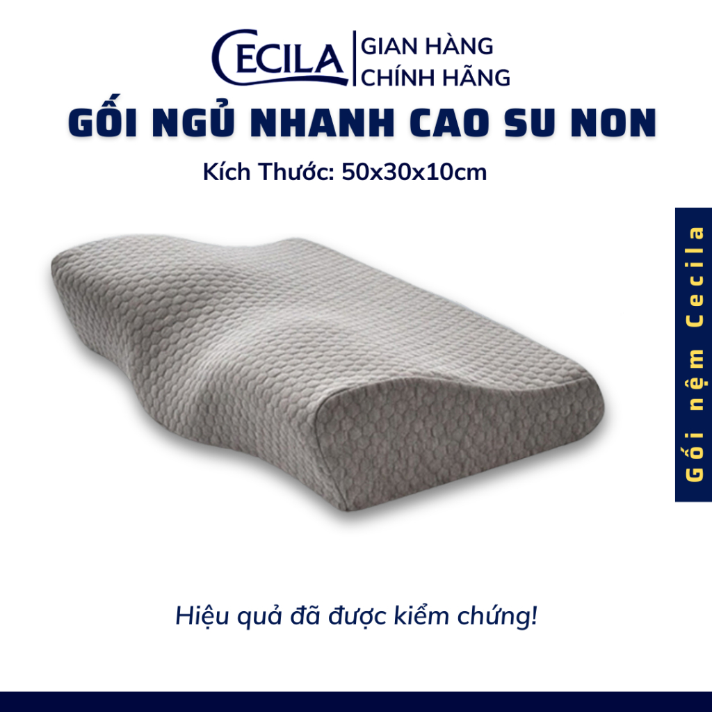 Gối cao su non người lớn CECILA  thiết kế công thái học giúp giảm đau mỏi vai gáy, chống ngáy hỗ trợ ngủ ngon giấc.