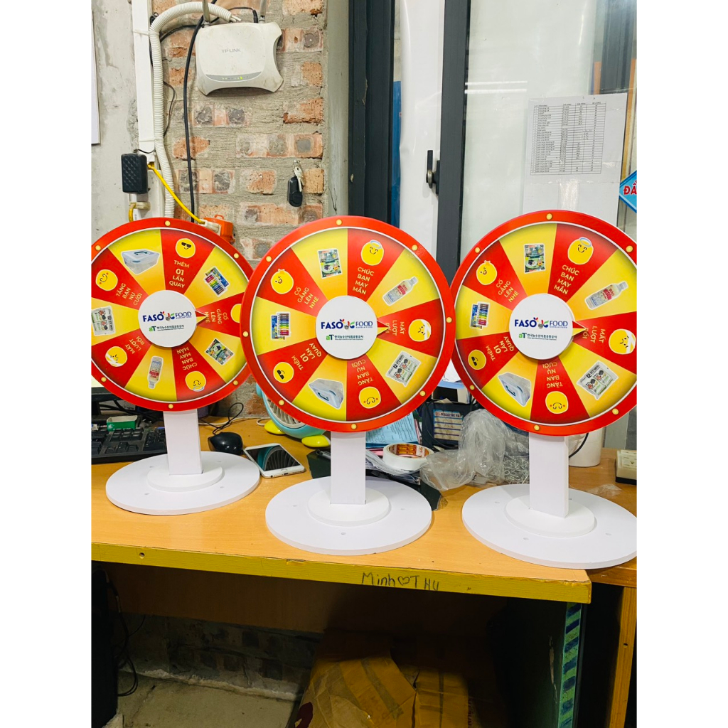 Vòng quay may mắn - size 25-30cm cao 45-55cm, mini game quay trúng thưởng, vòng quay trúng thưởng để bàn