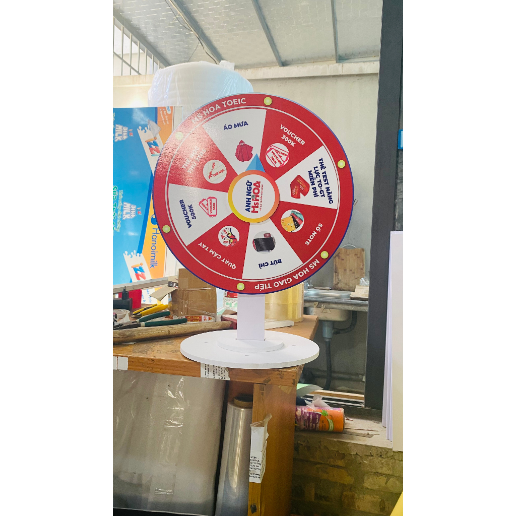 Vòng quay may mắn - size 25-30cm cao 45-55cm, mini game quay trúng thưởng, vòng quay trúng thưởng để bàn