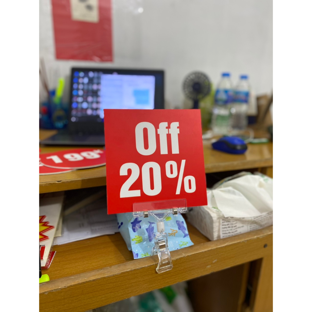 Bảng sale, sale off 10-90%, bảng giảm giá in 1 mặt bồi tấm fomex 3mm kích thước 15 x 15cm - Chưa bao gồm kẹp