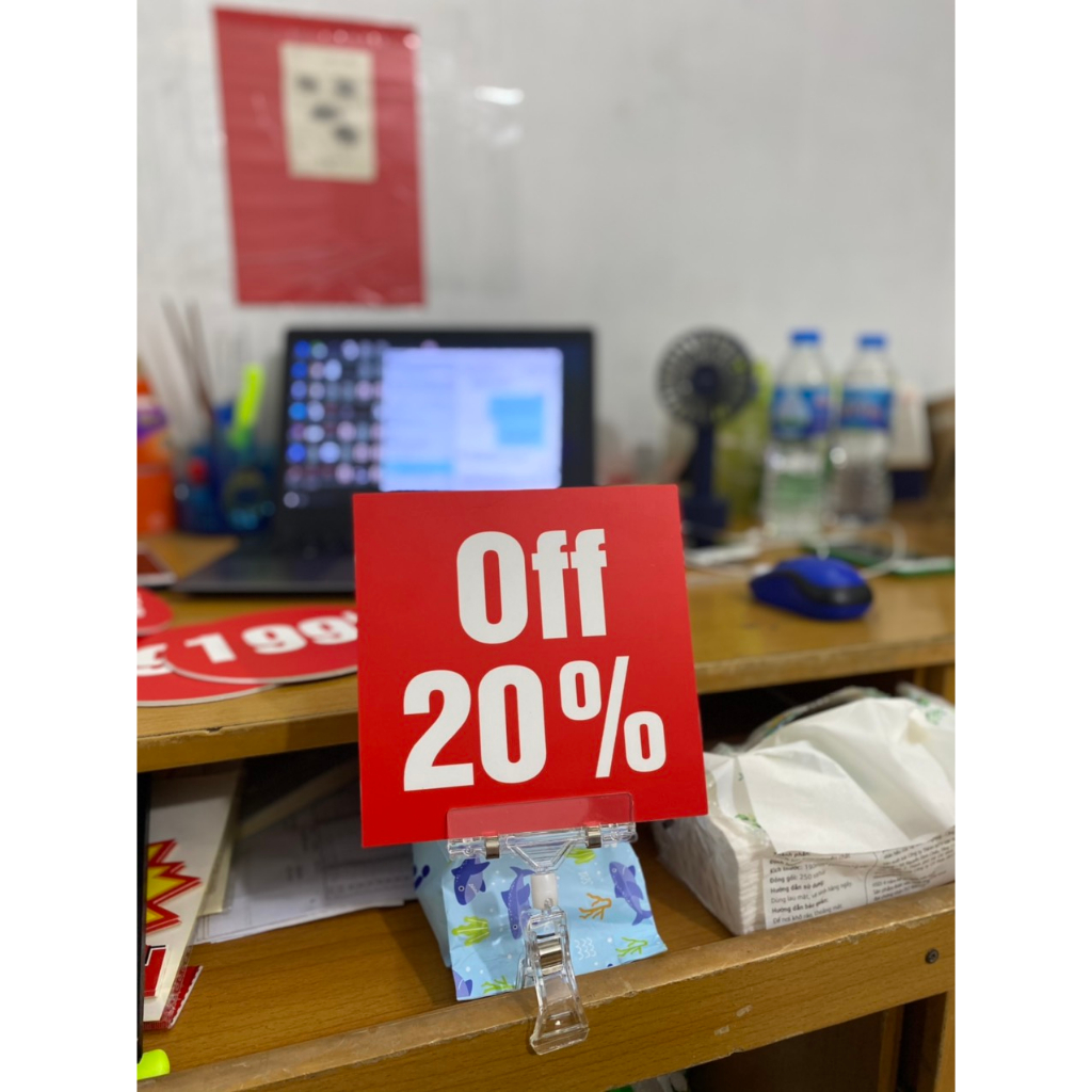 Bảng sale, sale off 10-90%, bảng giảm giá in 1 mặt bồi tấm fomex 3mm kích thước 15 x 15cm - Chưa bao gồm kẹp