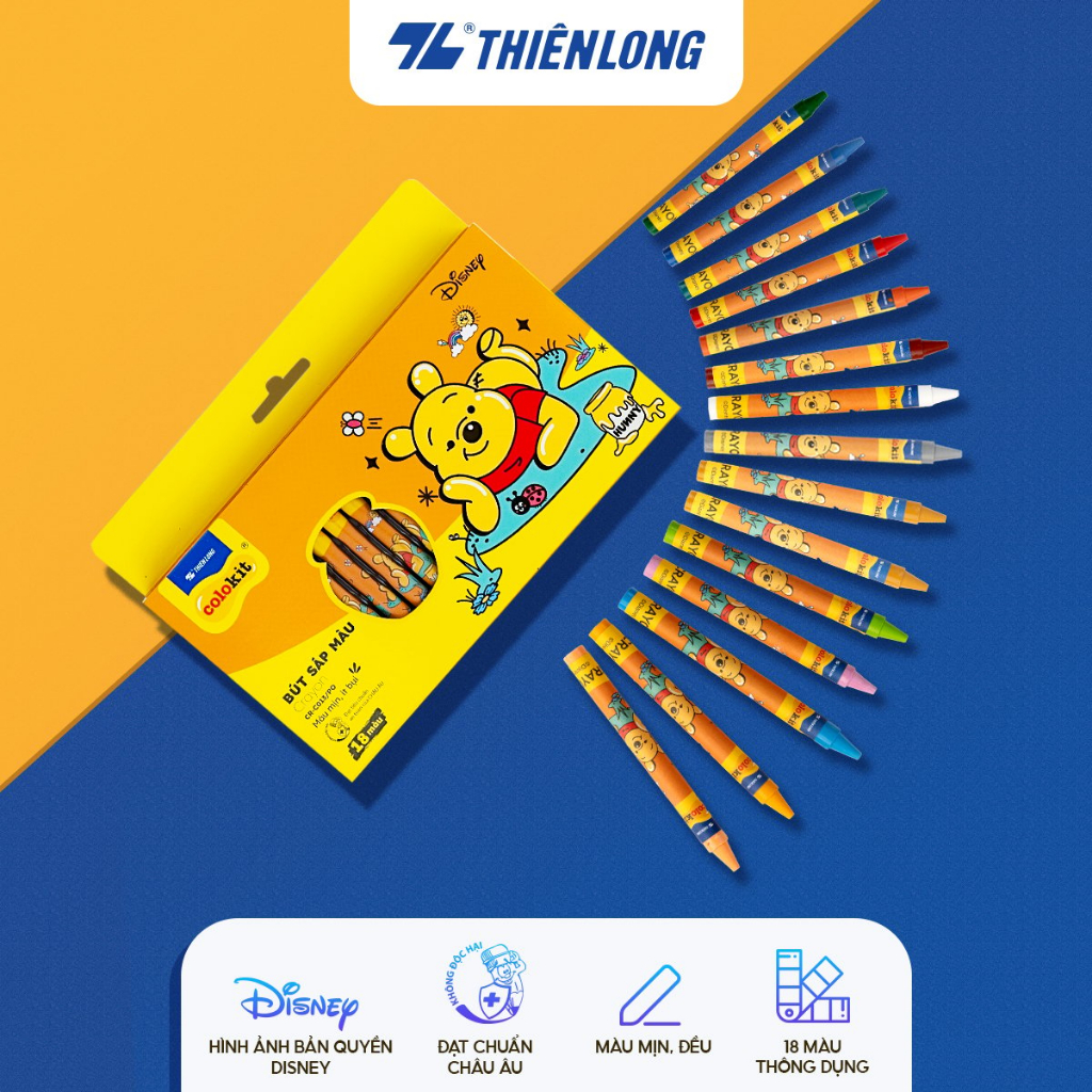 Bút sáp 18 màu Disney Pooh Thiên Long Colokit CR-C013/PO