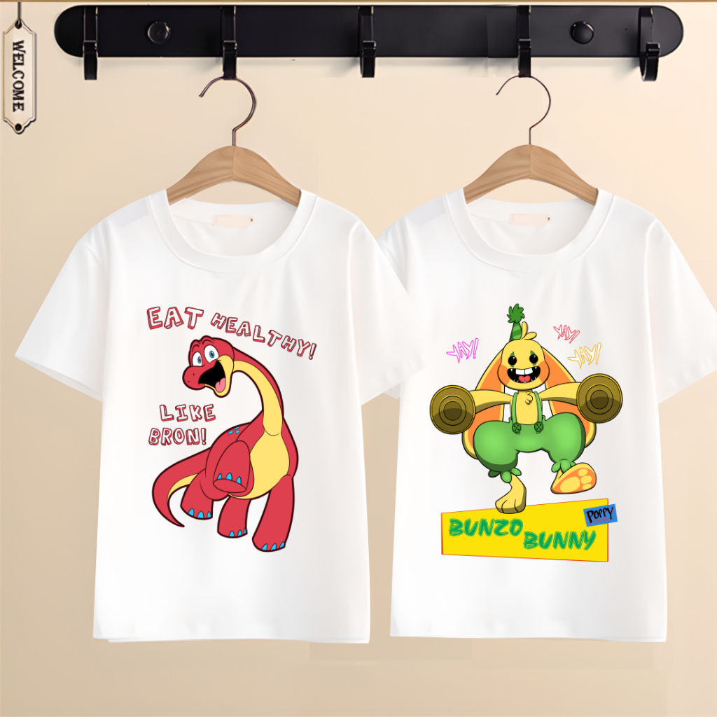 Áo thun phông trắng in hình game POPPY PLAYTIME 2 bee cat bunny bunzo bron đủ size cho bé trai bé gái