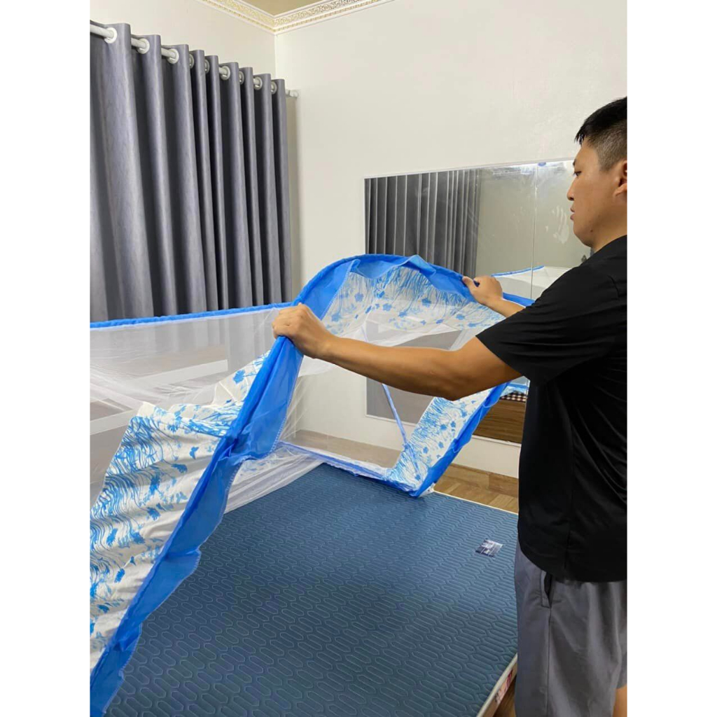 Màn Mùng Ngủ Tự Bung Khung Xếp Thông Minh Cho Người Lớn Chống Muỗi Gấp Gọn Cao Cấp Kiều Phi