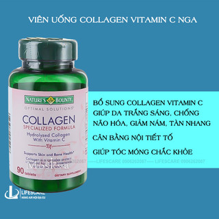 Viên uống bổ sung collagen thủy phân và vitamin C Nature’s Bounty Nga, hộp 90 viên
