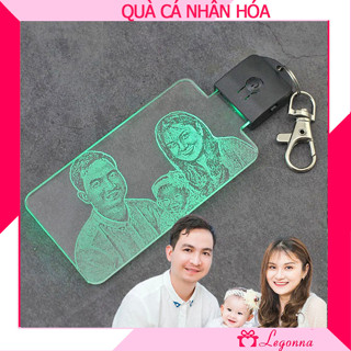 Móc Khóa Đèn Led Khắc Hình Ảnh Theo Yêu Cầu, Làm Quà Tặng Ý Nghĩa - Chữ Nhật 01 - Móc Khóa Size To