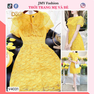 V4031 Váy đầm vàng ren lưới kết hoa dáng A nữ tính [Dolce Viva Colection (DVC)] váy ren vàng tiểu thư