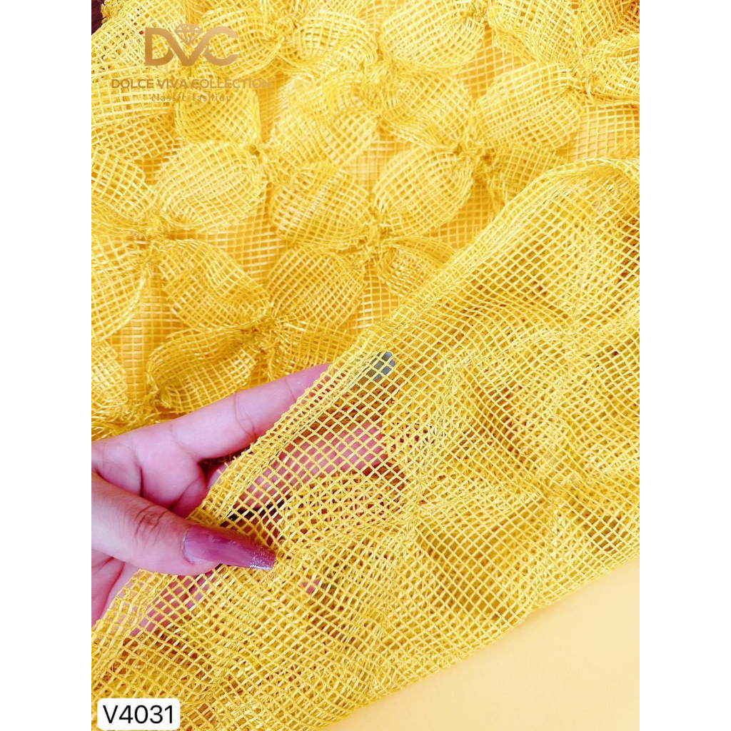 V4031 Váy đầm vàng ren lưới kết hoa dáng A nữ tính  váy ren vàng tiểu thư