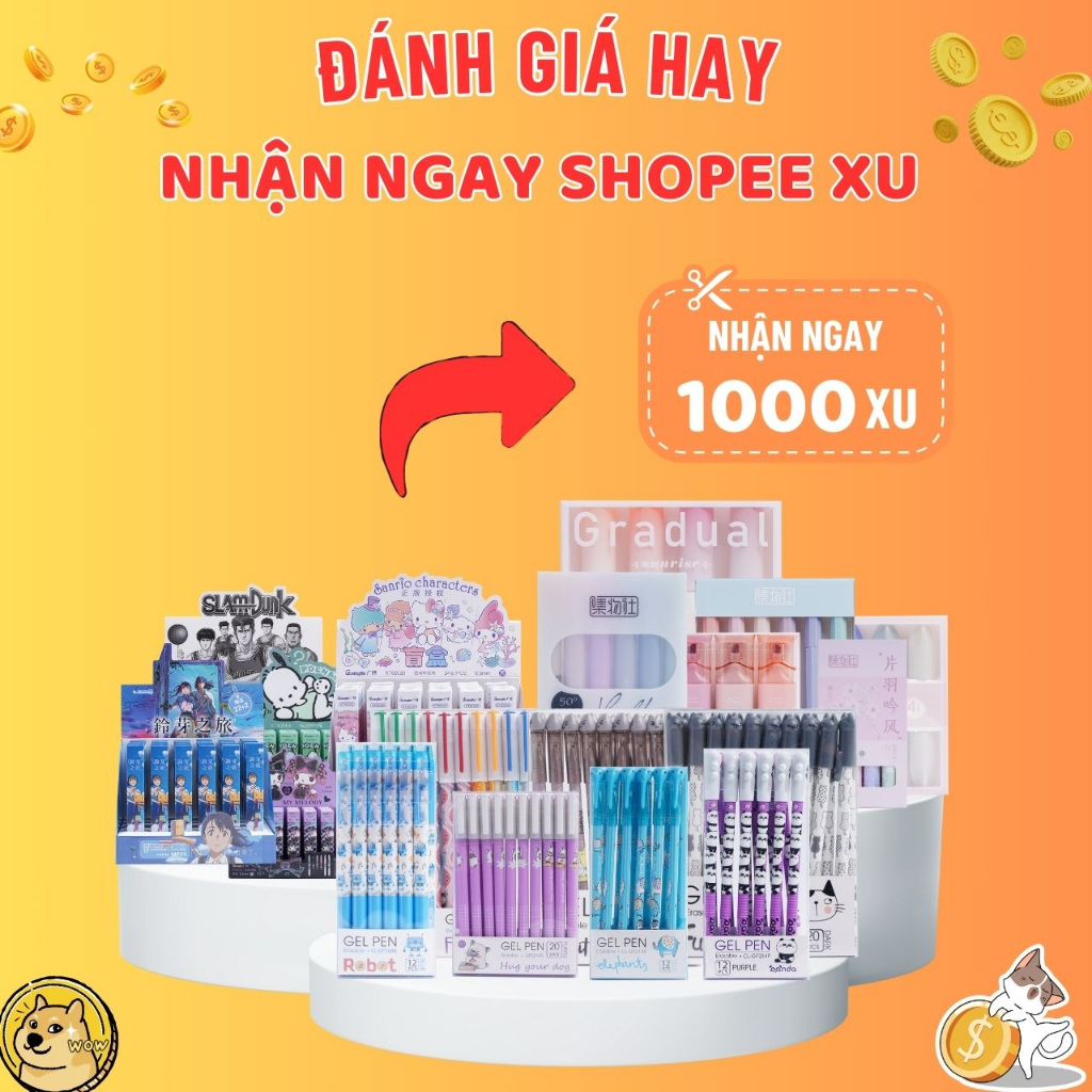 Bút Gel Xóa Được Có Nắp Đậy Ba Màu Xanh, Tím, Đen, Ngòi 0.5mm Đậm Nét, Đều Màu, An Toàn Họa Tiết Dễ Thương,  GP02-PE