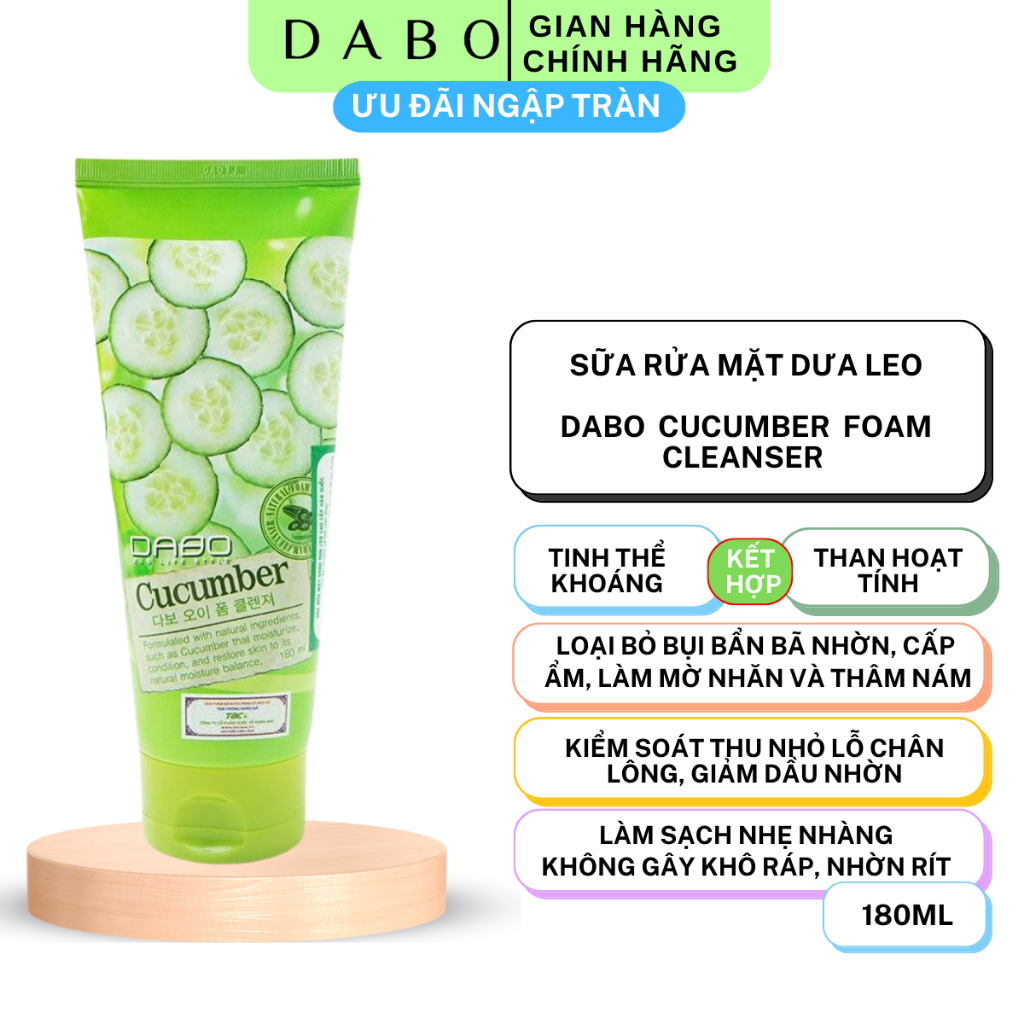 DABO Sữa rửa mặt dưa leo - DABO Cucumber Foam Cleanser 180ml
