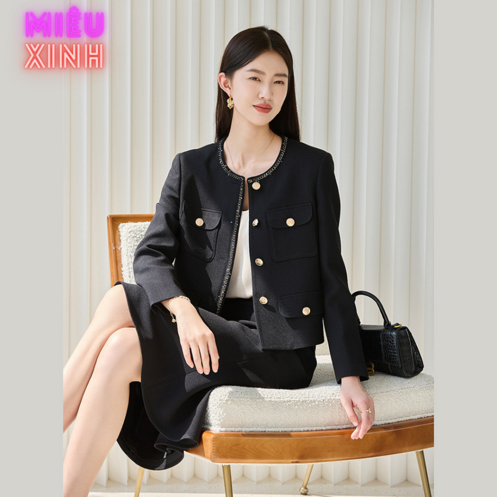 Sét Áo Dạ Tweed Phối Chân Váy Dáng Xoè Sang Trọng Quý Phái Sản Phẩm Hot Năm 2023.