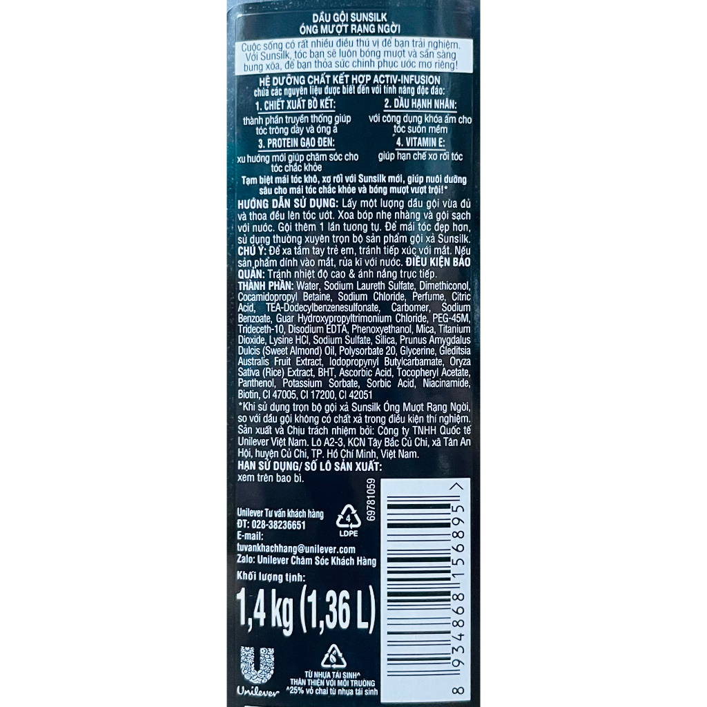 Dầu Gội SUNSILK 1.4 kg - BACH HOA HV