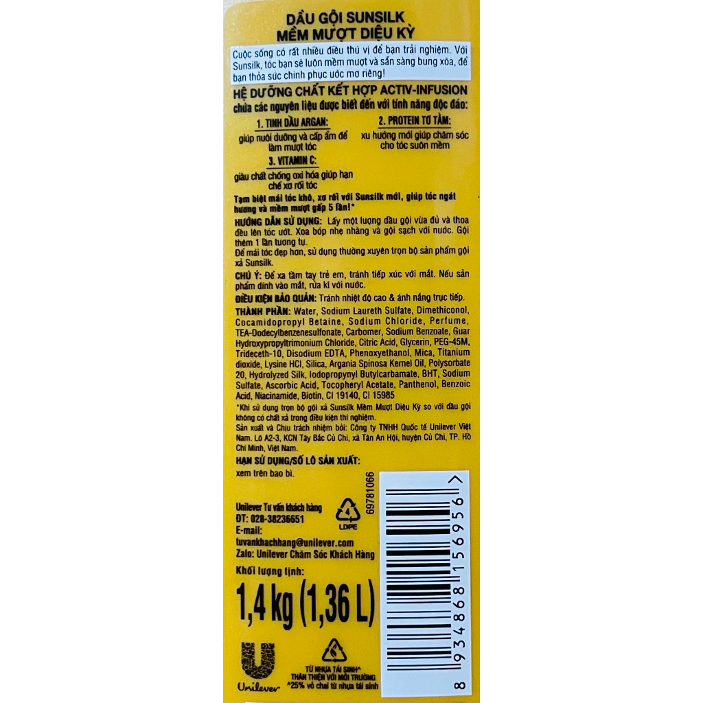 Dầu Gội SUNSILK 1.4 kg - BACH HOA HV