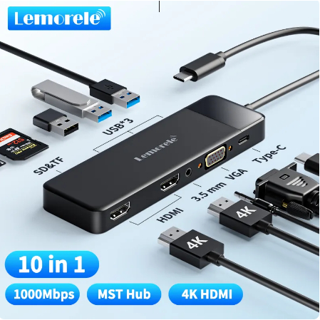Hub chuyển đổi 11 in 1 cho Macbook - 2 hdmi, vga, usb, c