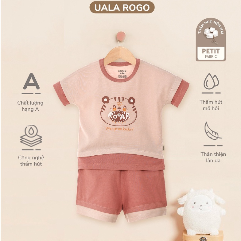 Quần áo bé trai Ualarogo 6 tháng - 4 tuổi vải Petit cộc tay thấm hút thoáng mát cổ tròn mặc hè 2247