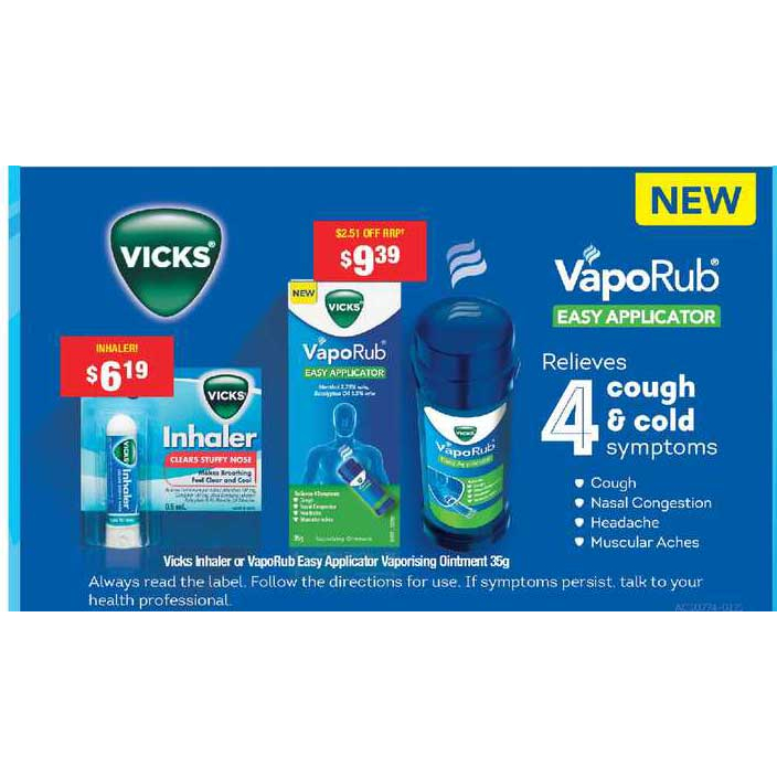 Thanh lăng Vicks Vapo Rub Easy Applicator, 35 Gr