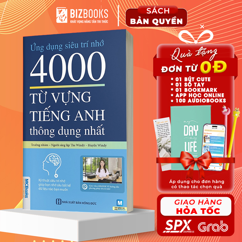 Sách - Ứng Dụng Siêu Trí Nhớ 4000 Từ Vựng Tiếng Anh Thông Dụng Nhất Dành Cho Người Học Cơ Bản - Học Kèm App Online